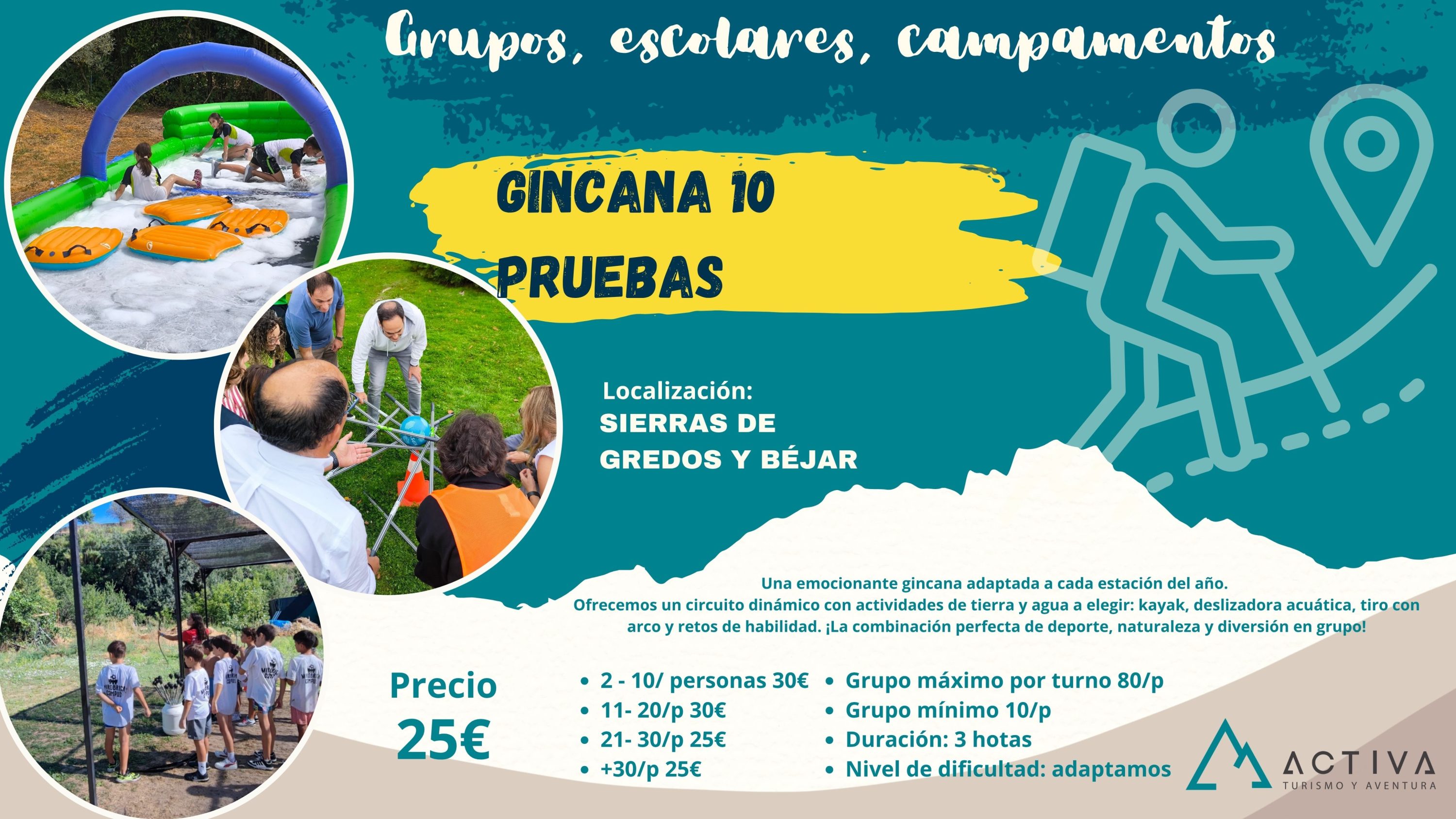 actividades para campamentos, estudiantes, grupos